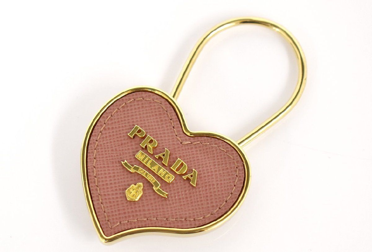 プラダ PRADA キーホルダー 1PP047 053 ANTICO MORDORE レディース SAF.HEART PETALO 美品 → 2210LM005