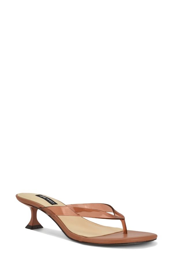 ナインウェスト レディース シューズ ヒール Nine West Crisee Kitten Heel Flip Flop Light Brown ブラウン