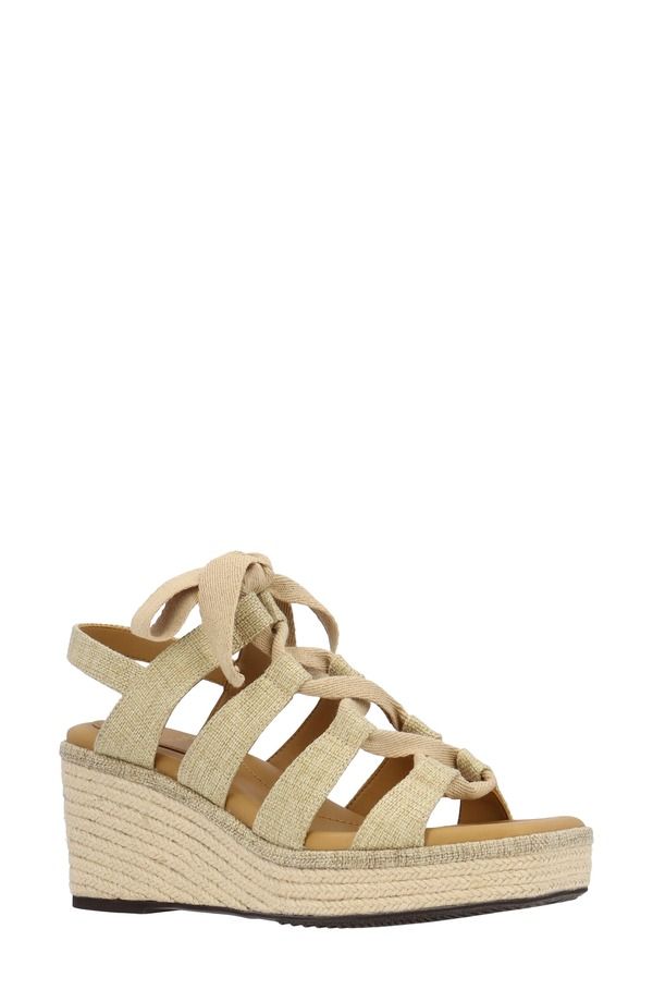 ジェイレニー レディース シューズ ヒール プラットフォーム サンダル レース J Rene Garlynn LaceUplatform Wedge Sandal Wide Width Available Tan タン