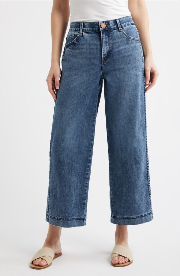ウィットウィズダム レディース ボトムス デニムパンツ ワイドレッグ ジーンズ Wit Wisdom Gracie Skyrise Double Side Seam Wide Leg Jeans Mid Blue Artisanal ブルー