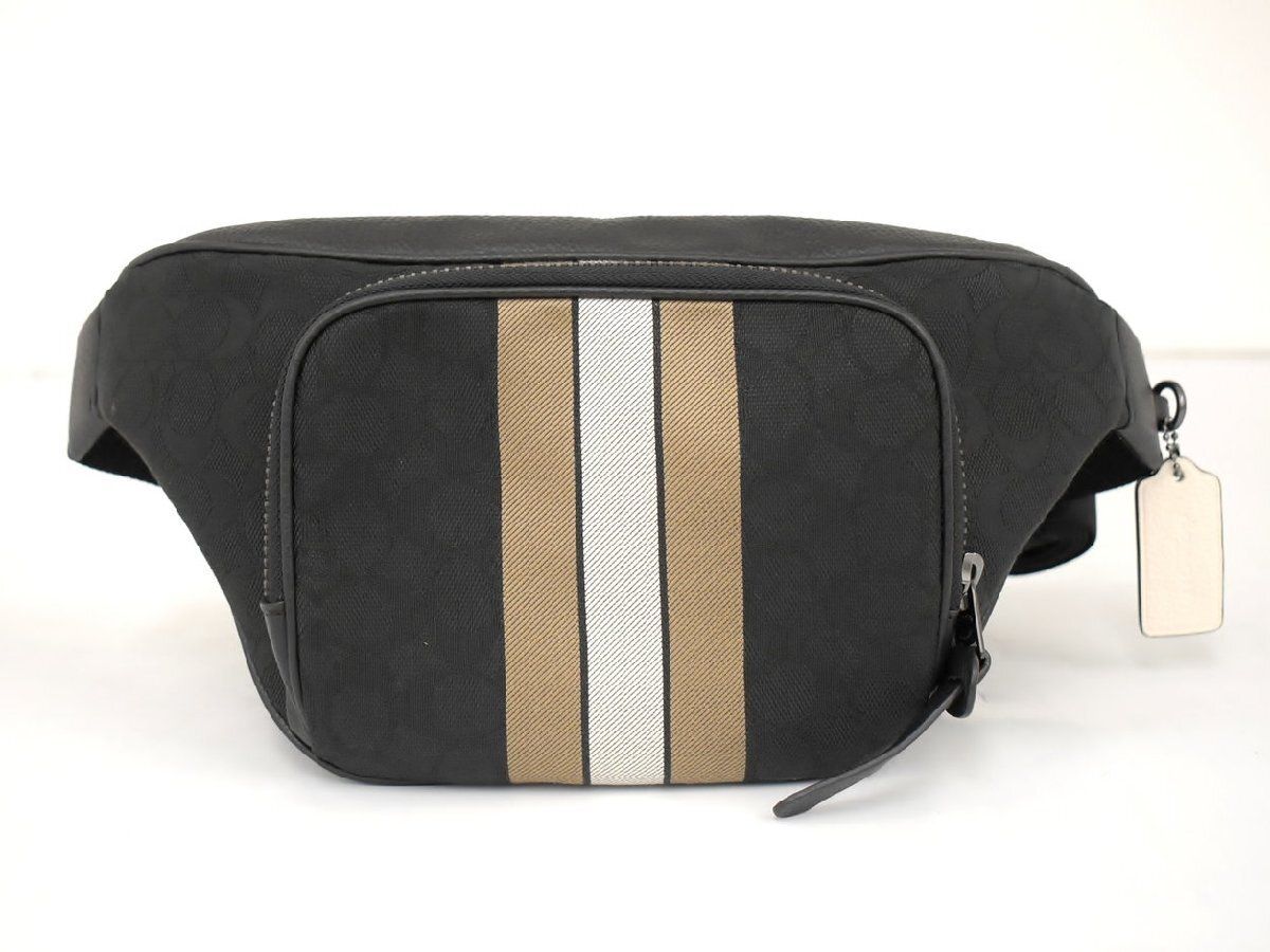 コーチ COACH ウエストバッグ トンプソン シグネチャー ベルトバッグ C5386 ブラック ボディバッグ 美品 2510LM003