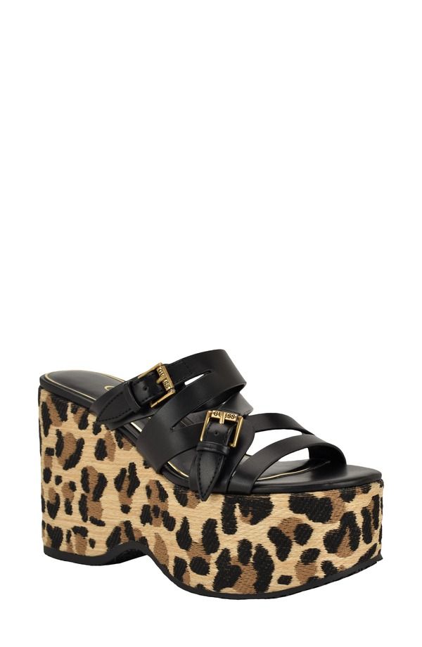 ゲス レディース シューズ ヒール プラットフォーム サンダル GUESS Nailah Platform Wedge Sandal Black ブラック