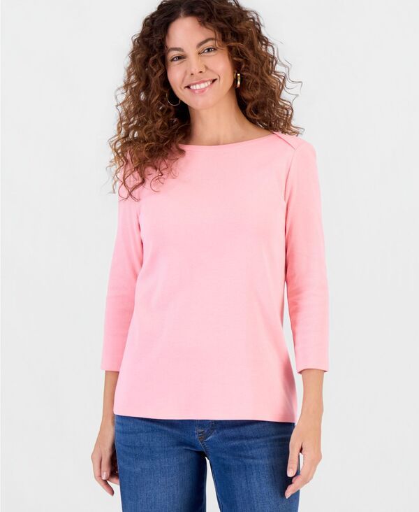 スタイルアンドコー レディース トップス シャツ コットン Style Co Womens Pima Cotton 34Sleeve BoatNeck Top Created for Macys Fruit Smoothie