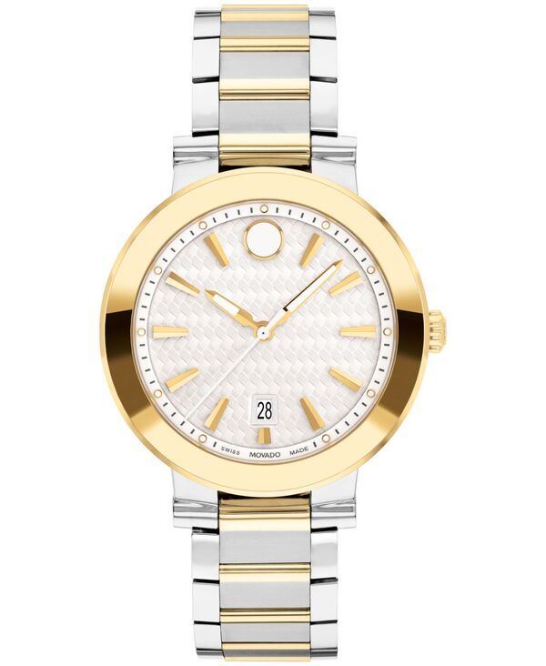 モバド レディース アクセサリー 腕時計 Tシャツ Movado Womens Vizio Swiss Quartz SilverTone Stainlessteelight Yellow PVD Bracelet Watch 32mm Two Tone イエ