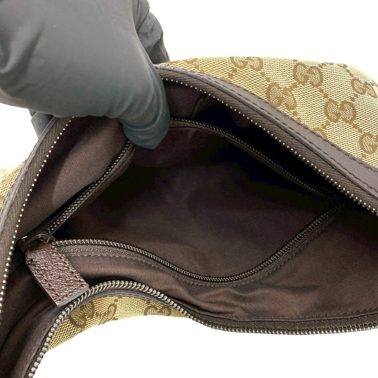 極 美品 GUCCI グッチ GG キャンバス ロゴ キャンバス レザー