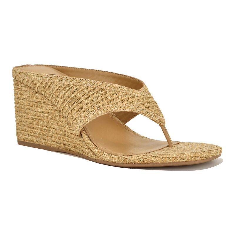 ナインウェスト レディース シューズ パンプス サンダル Nine West Jadde Womens Round Toe SlipOn Dress Wedge Sandals Medium Natural Raffia