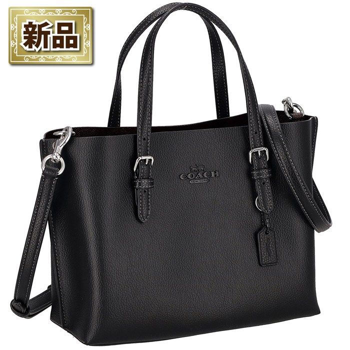 コーチ COACH モリー トートバッグ 25 CV966 SV/BK 2026 SS ブラック ダブルフェイス ポリッシュド ペブルレザー シルバー金具