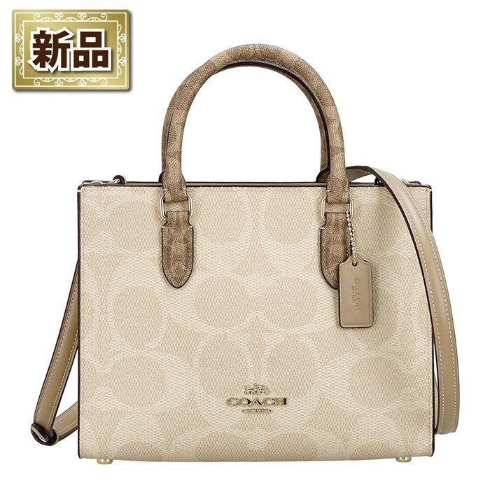 コーチ COACH マギー スモール トートバッグ CY676 IMXI9 2026 SS サンド ブロックド シグネチャーキャンバス タン スムースレザー 33,963円