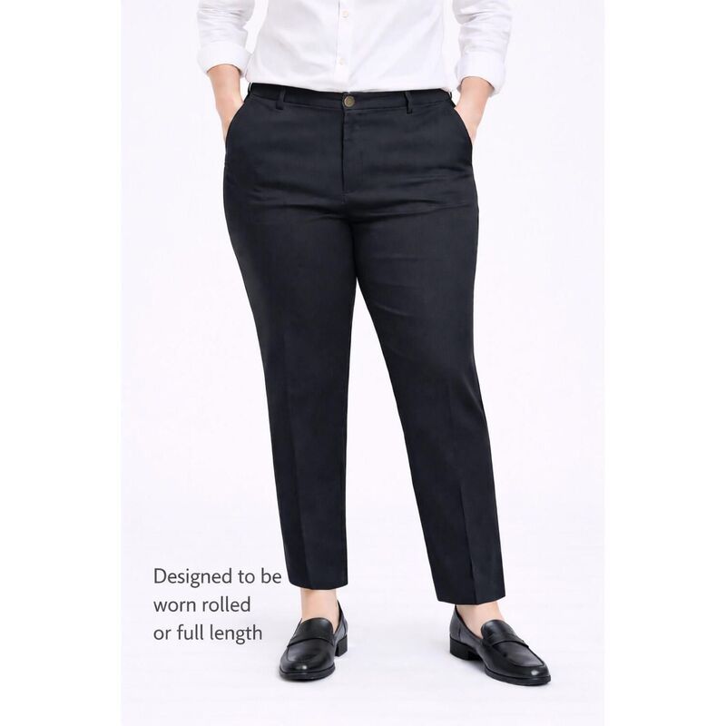 Ellos レディース ボトムス カジュアルパンツ プラスサイズ Ellos Plusize Stretchino MidRise Tapered Straight Pants New Khaki カーキ｜詳細画像