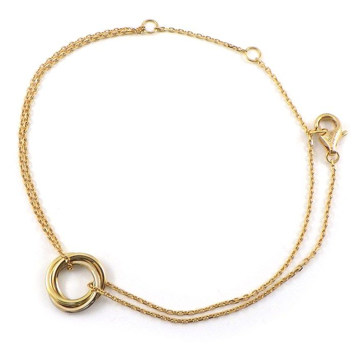 カルティエ Cartier ブレスレット トリニティ B6068115 サークル ダブルチェーン スリーカラー K18PG K18WG K18YG 【中古】
