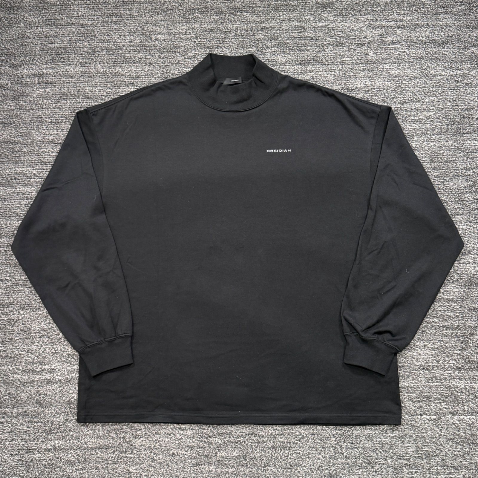 美品 OBSIDIAN モックネック ロングスリーブTシャツ XL オブシディアン ロンT ブラック ■