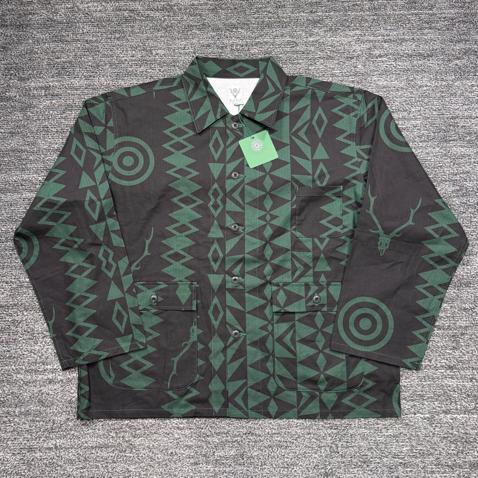 未使用品 SOUTH2 WEST8 MR738 Hunting Shirt Cotton Ripstop XL S2W8 ハンティング シャツ コットン グリーン ブラック ■