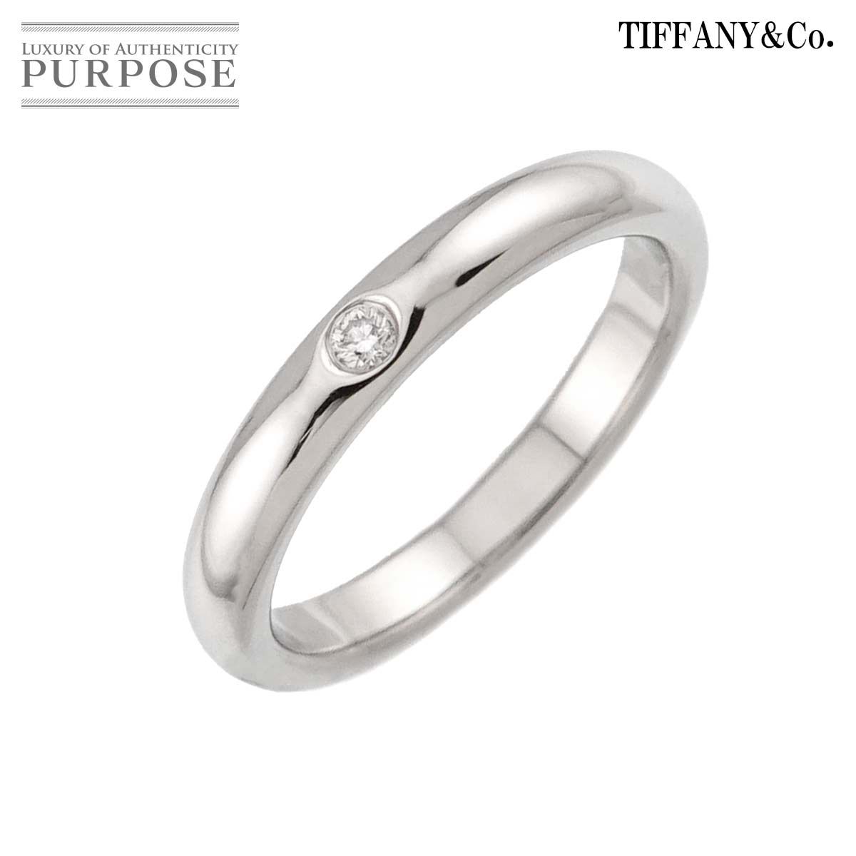 ティファニー TIFFANY&Co. スタッキング バンド 8号 リング ダイヤ 1P Pt プラチナ 指輪 Stacking Band Ring 90323417