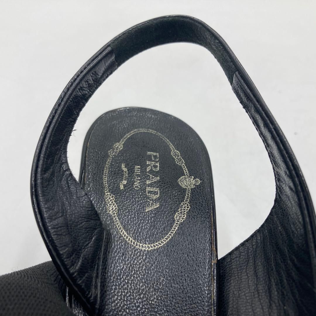 PRADA プラダ サンダル 35 エナメル ブラック イタリア製 - メルカリ