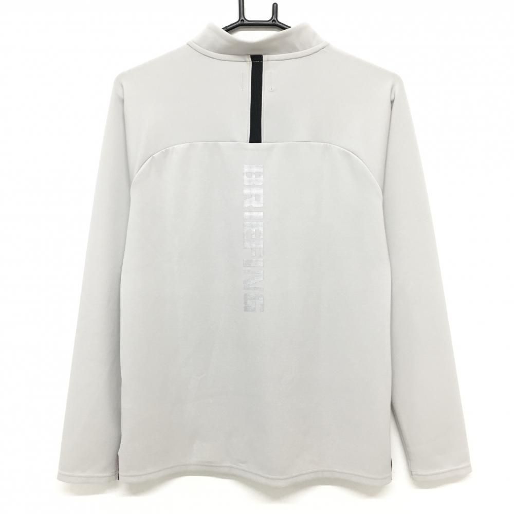 美品】ブリーフィング 長袖シャツ ライトグレー×黒 ハーフジップ 胸