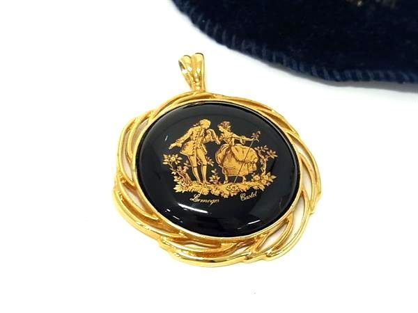 ■美品■ LIMOGES CASTEL リモージュキャッスル ネックレストップ ペンダントトップ アクセサリー ブラック系×ゴールド系 DG6439