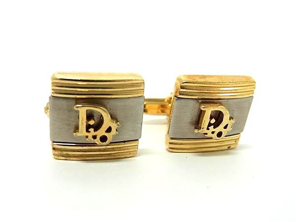 ■美品■ ChristianDior クリスチャンディオール ヴィンテージ カフスボタン カフスリンクス アクセサリー メンズ ゴールド系 DG6441