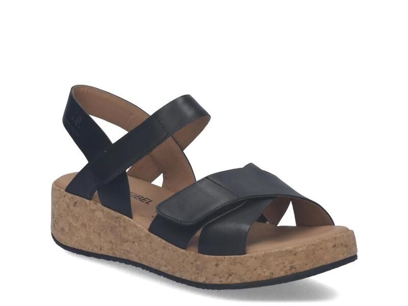 ジョセフセイベル レディース シューズ サンダル Josef SeibelEvita 03 Wedge Sandal Womens Black Leather ブラック