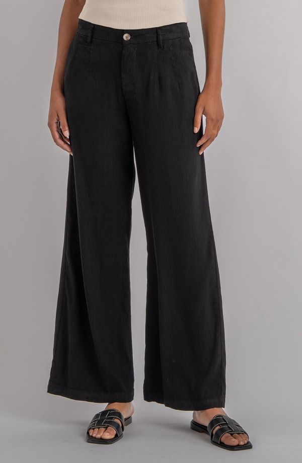 カットフロムザクロス レディース ボトムス カジュアルパンツ ワイドレッグ ハイウエスト リネン KUT from the Kloth Meg High Waist Linen Blend Wide Leg Pants Black ブラック