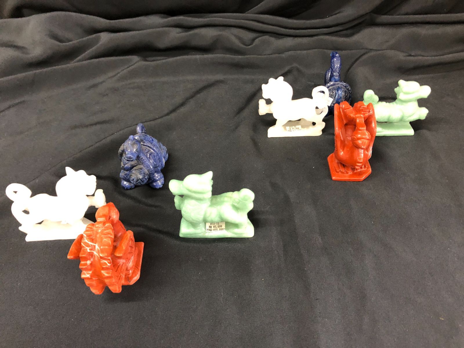 中国白砡　彫刻　天然石 古董品 天然石彫刻/四神セットBOX - メルカリ