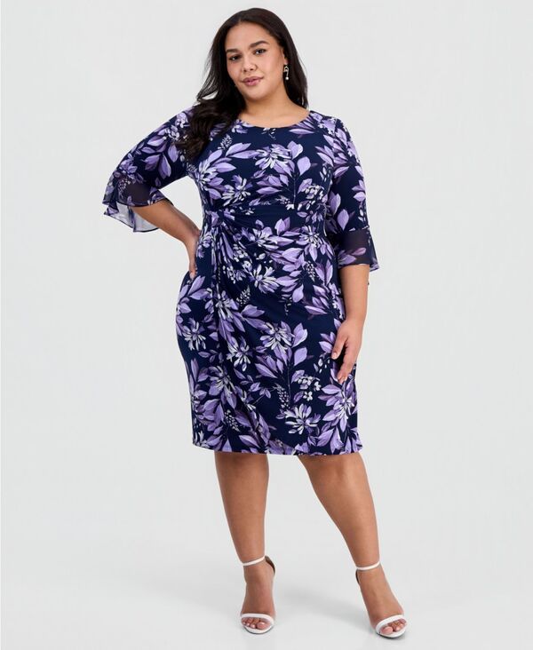 【送料無料】 コネクテッド レディース ワンピース トップス Petite Printed Side Tab Sheath Dress Nyv