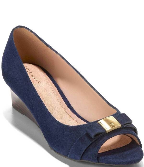 コールハーン レディース シューズ パンプスエード Cole Haan GoTo Malta Suede Peep Toe Bowedge Pumps Midnight Moon 28,324円
