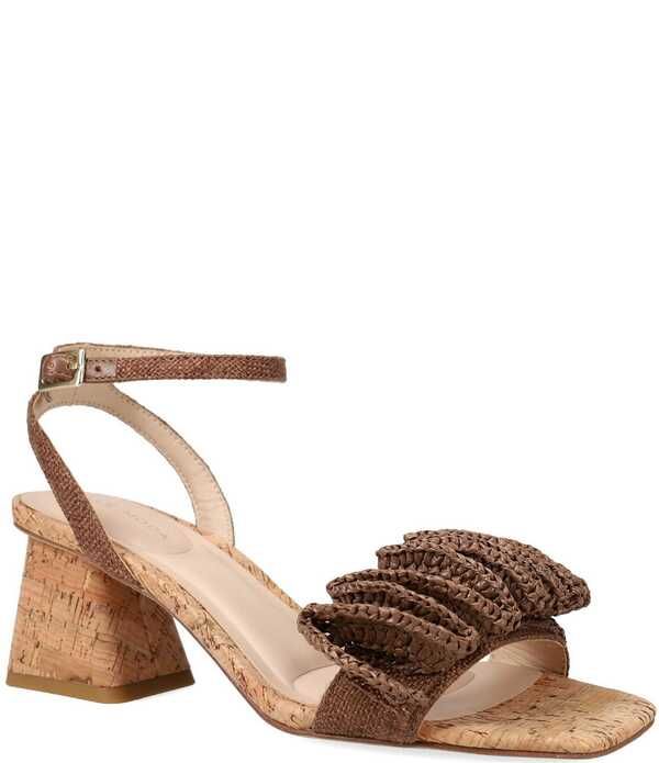 ペレモーダ レディース シューズ ヒール フリル サンダル リネン Pelle Moda Tiann Linen Ruffle Cork Block Heel Sandals Espresso