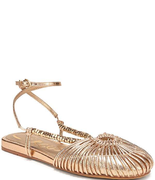 サムエデルマン レディース シューズ サンダル トール アンクル Circus NY by Sam Edelman Kassie Metallic Woven Beaded Ankle Strap Flat Sandals Antique Gold ゴールド