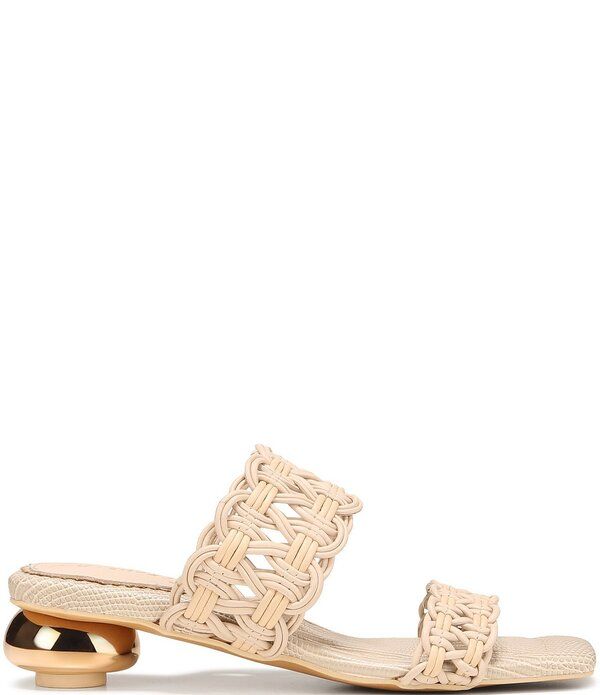 サムエデルマン レディース シューズ ヒール サンダル レザー Circus NY by Sam Edelman Clover Woven Leather Sculpted Heel Slip On Dressandals Vanilla Bean