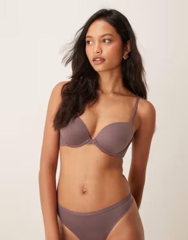 カルバンクライン レディース アンダーウェア ブラジャー Calvin Klein Perfectly Fit push uplunge bra Botanical Brown ブラウン