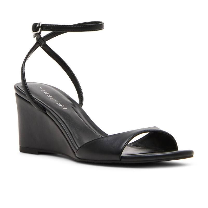 マッデンガール レディース シューズ パンプス サンダル アンクル madden girlaineyy Womens Ankle Strap Wedge Sandals Black Paris ブラック