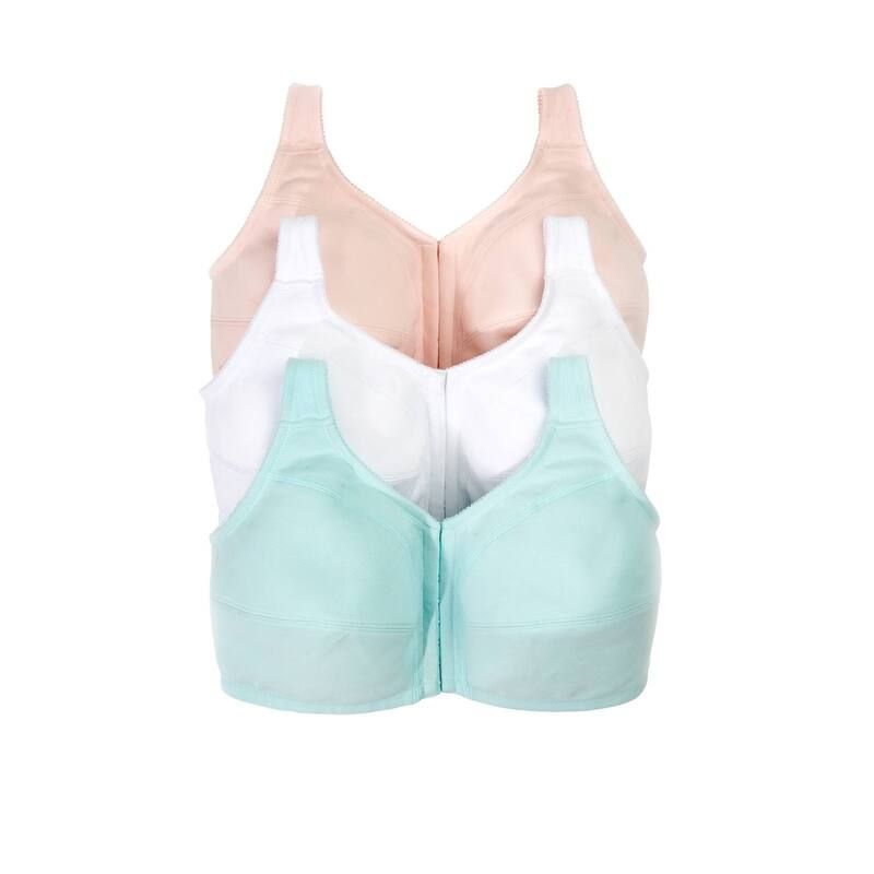 コンフォート チョイス レディース アンダーウェア ブラジャー プラスサイズ コットン Comfort Choice Womens Plusize 3Pack FrontClose Cotton Wireless Bra Pastel