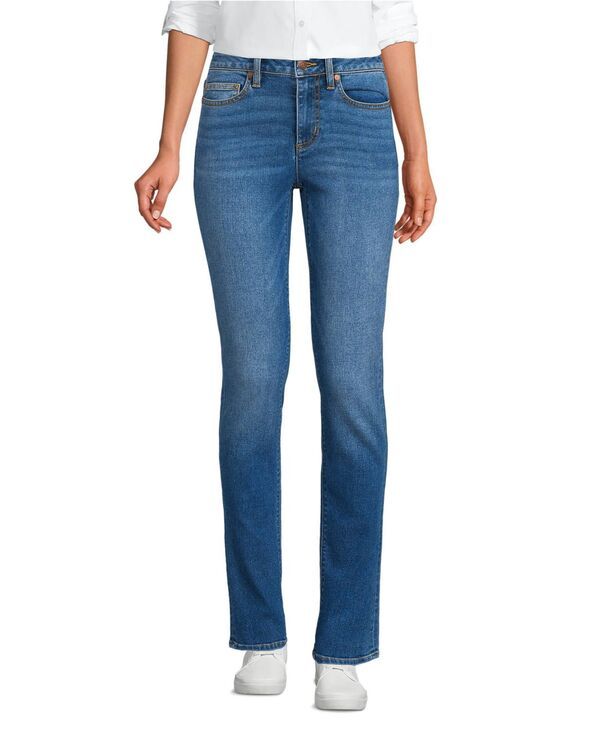 【送料無料】 ランズエンド レディース デニムパンツ ボトムス Womens Recover Mid Rise Straight Leg Blue Jeans Indigo tide blue