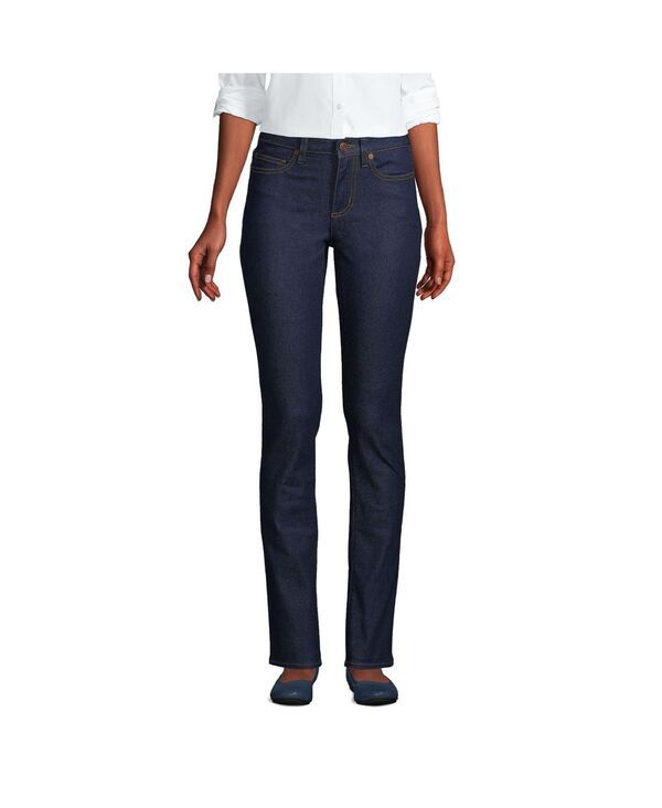 【送料無料】 ランズエンド レディース デニムパンツ ボトムス Womens Recover Mid Rise Straight Leg Blue Jeans River rinse