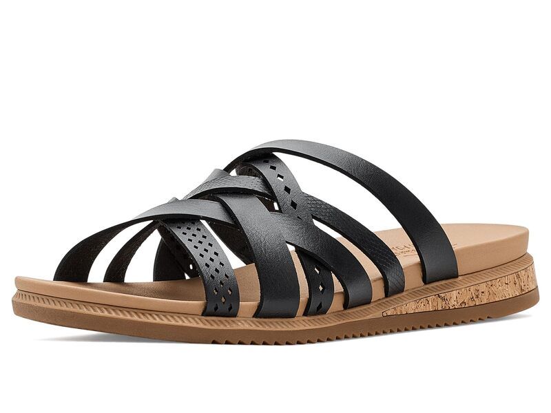 スケッチャーズ レディース シューズ サンダル BOBS from SKECHERS Desert Kiss Low Sunny Strolls Black ブラック
