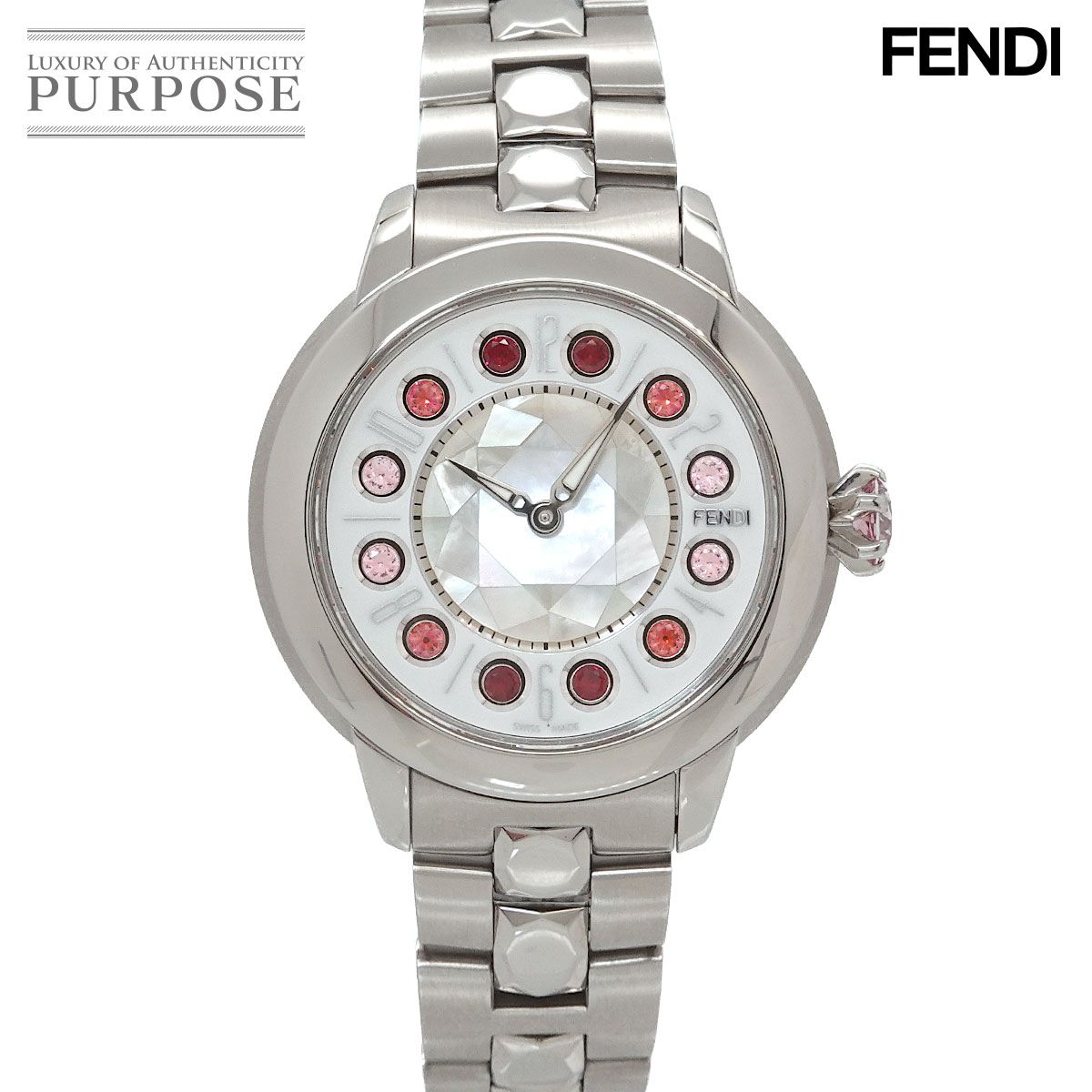 フェンディ FENDI アイシャイン 12100S レディース 腕時計 ジェムストーン トパーズ スピネル ホワイトシェル クォーツ Ishine 90323799