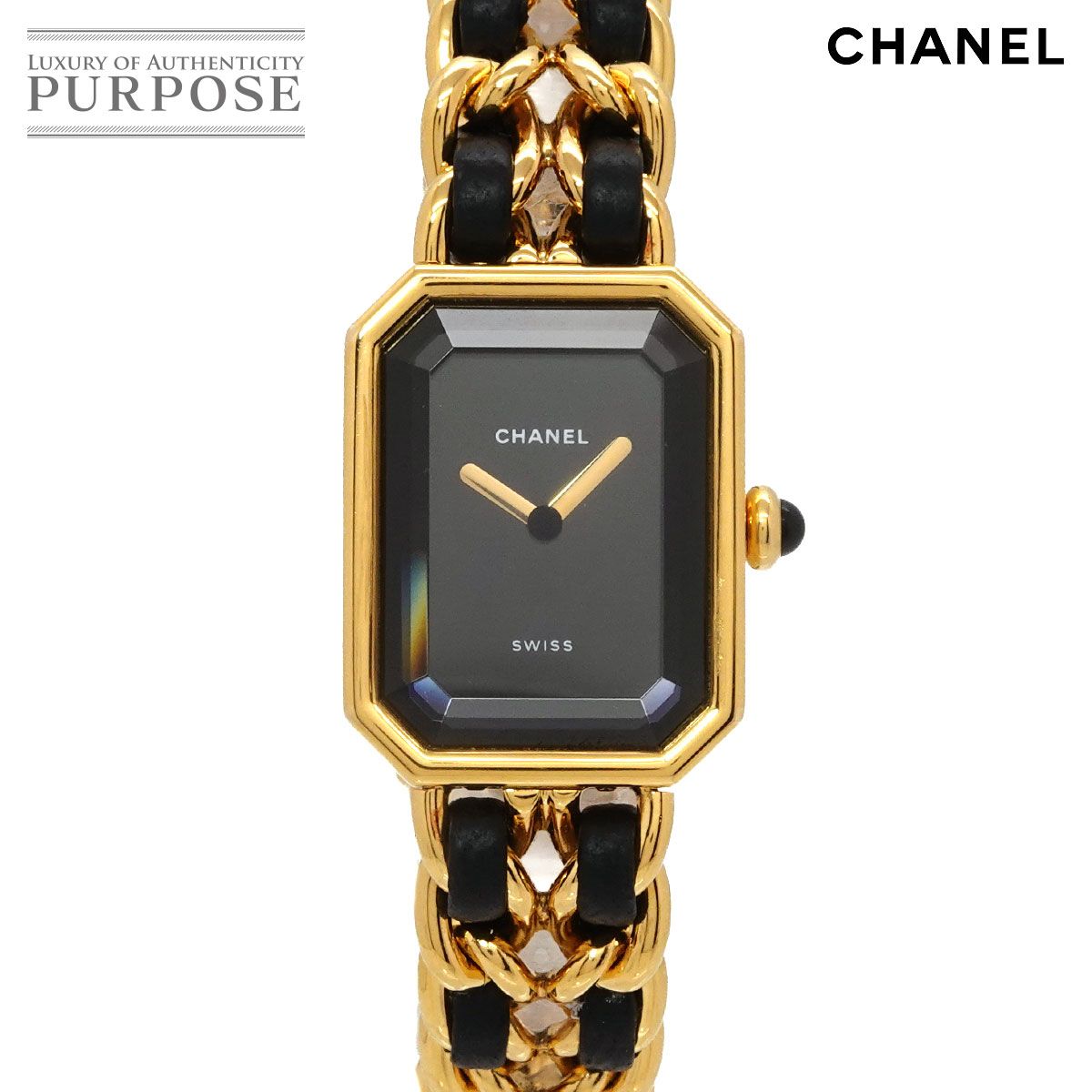 シャネル CHANEL プルミエール Lサイズ H0001 ヴィンテージ レディース 腕時計 ブラック ゴールド ウォッチ Premiere 90324173