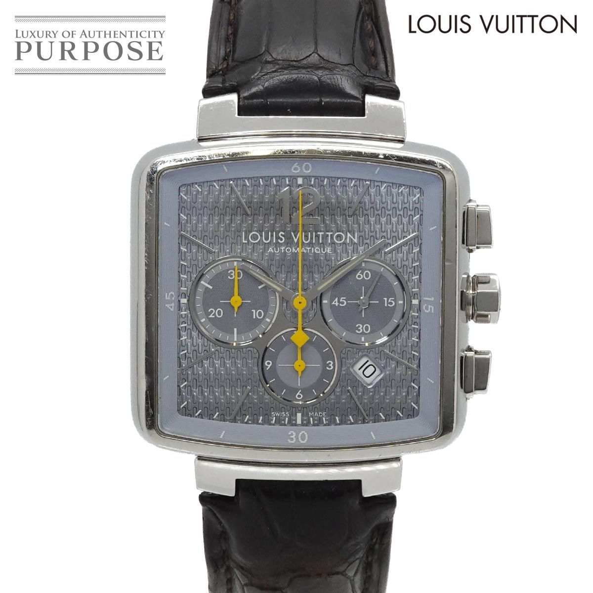 ルイ ヴィトン LOUIS VUITTON タンブール スピーディ Q2121 クロノグラフ メンズ 腕時計 デイト アイスブルー 自動巻き Tambour 90324682