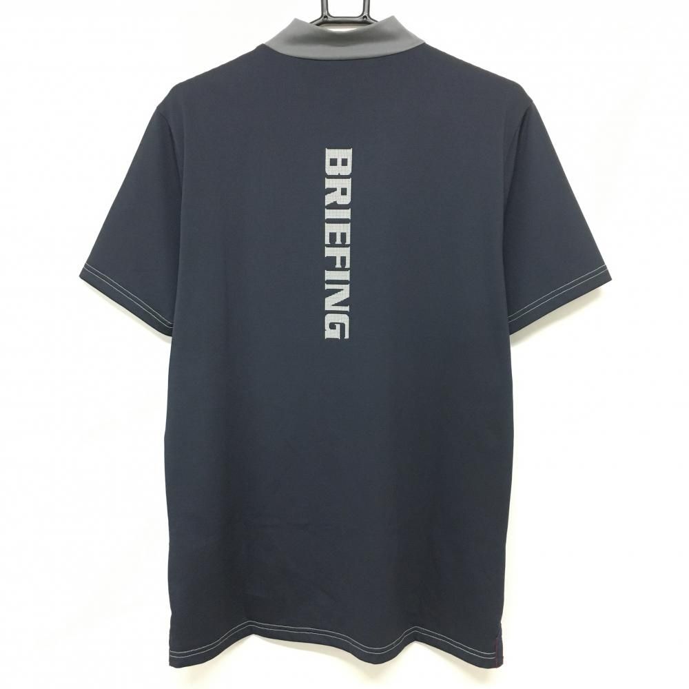 【美品】ゴルフウェアメンズ　半袖BRIEFING　ネイビー　Lサイズ 超美品】ブリーフィング 半袖ハイネックシャツ ネイビー×グレー 背面