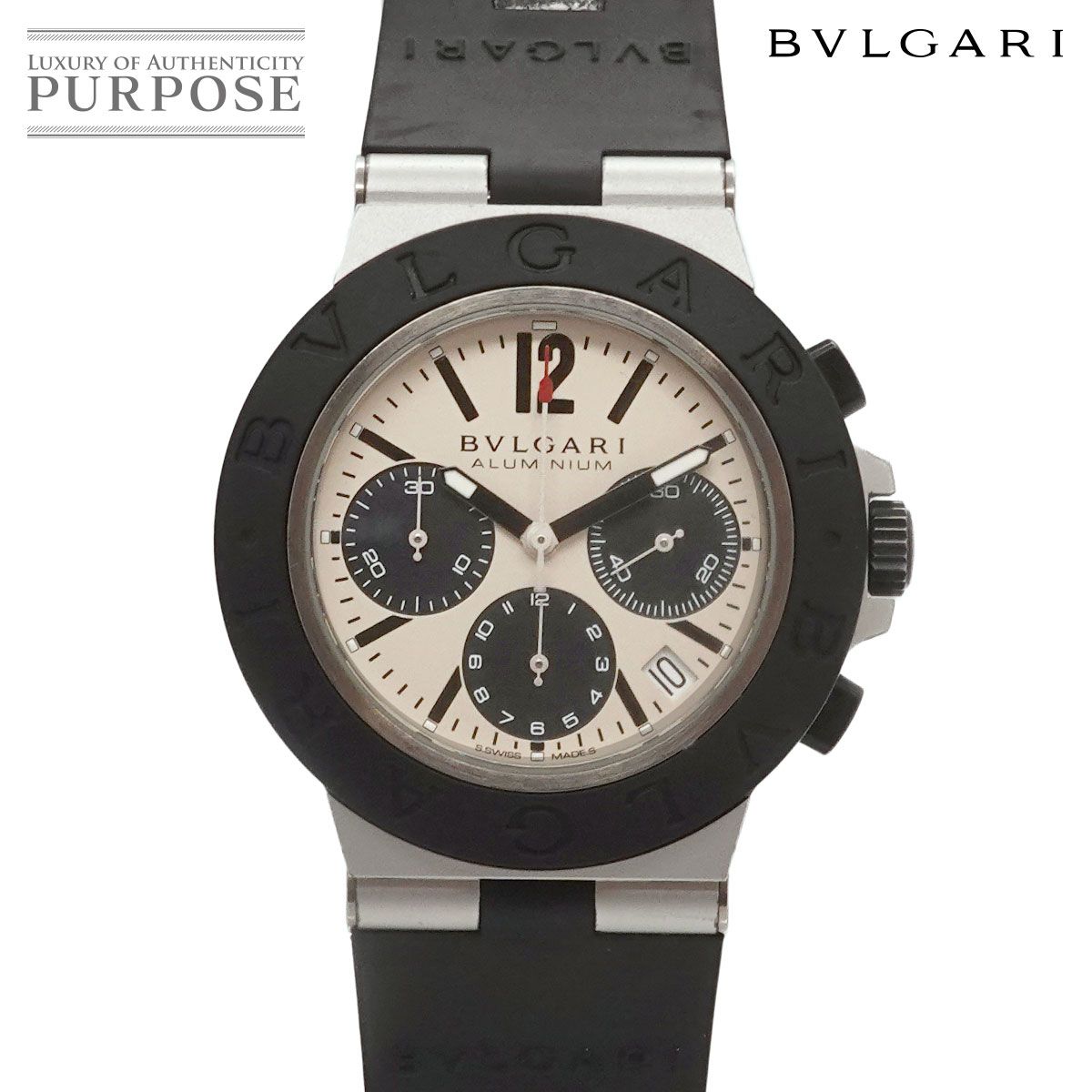 ブルガリ BVLGARI アルミニウム BB40ATCH クロノグラフ メンズ 腕時計 デイト シルバー オートマ 自動巻き aluminum 90324882