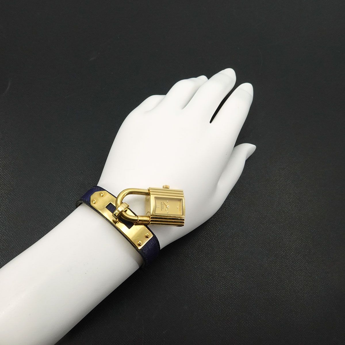 エルメス HERMES ケリーウォッチ レディース 腕時計 ゴールド ブルー クォーツ ウォッチ カデナ Kelly Watch 90324904