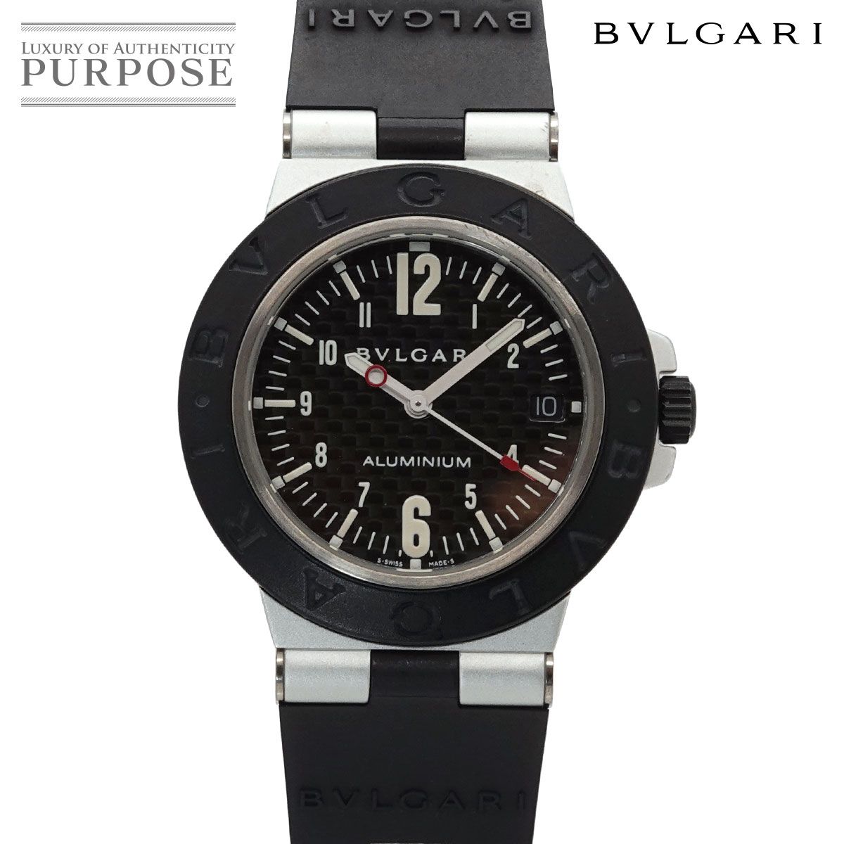 ブルガリ BVLGARI アルミニウム AL38TA メンズ 腕時計 デイト ブラック