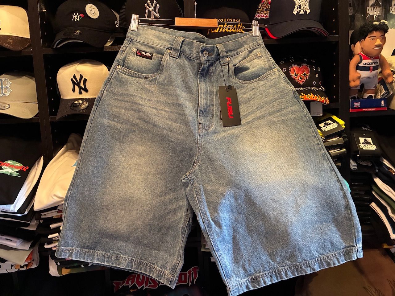 FUBU DENIM BUGGY SHORTS/デニムバギーショーツ【FAM-61507】LIGHT BLUE Lサイズ 34インチ