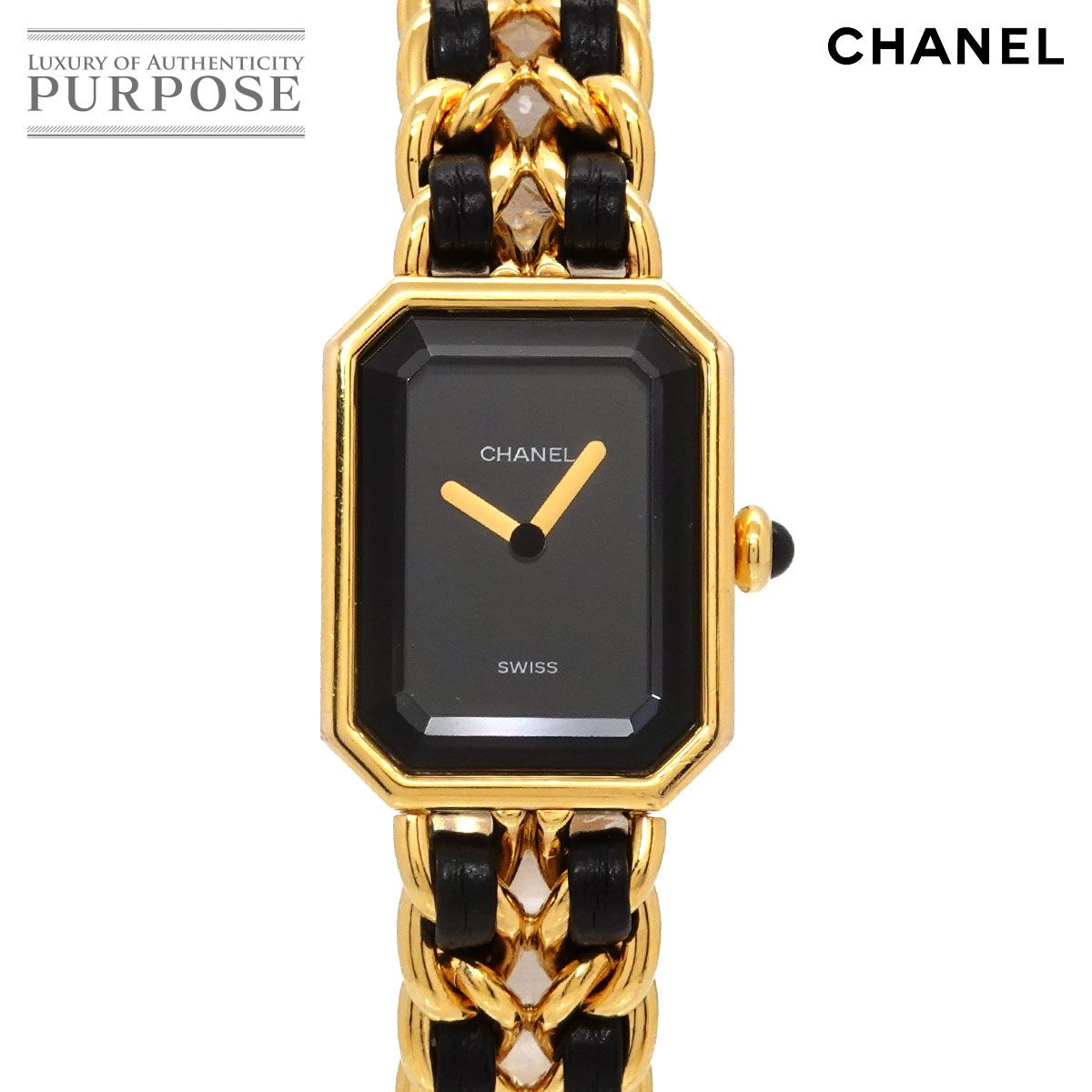 シャネル CHANEL プルミエール Lサイズ H0001 ヴィンテージ レディース 腕時計 ブラック ゴールド ウォッチ Premiere 90325417