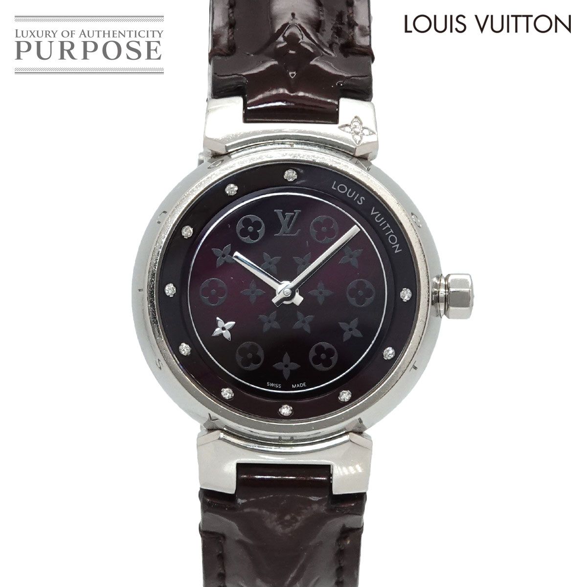 ルイ ヴィトン LOUIS VUITTON タンブール ディスク ディアモンPM Q12M3 レディース時計 10P ダイヤ クォーツ ウォッチ Tambour 90325679