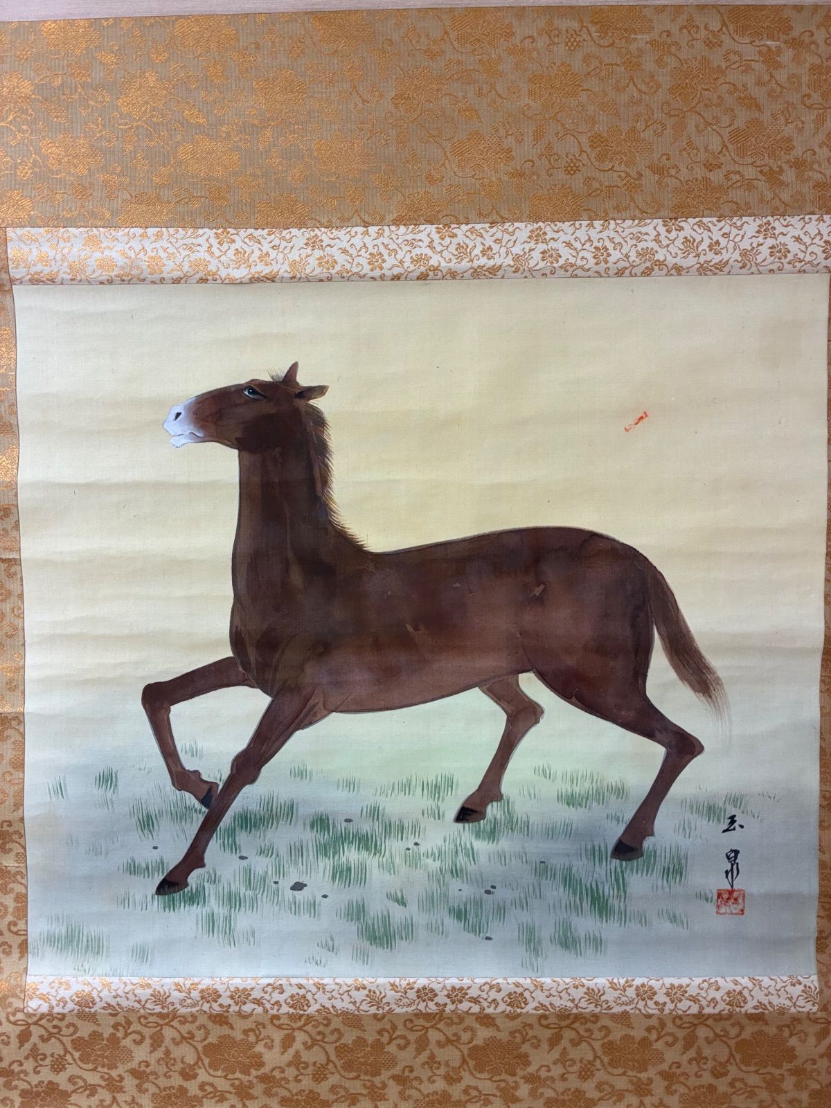 掛軸 玉泉作 『駿馬図』日本画 絹本 茶道具 骨董 古美術 - メルカリ