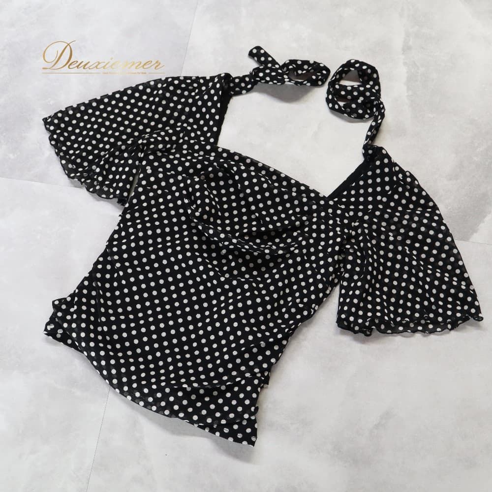 Y5661★M【Chacottチャコット】ドット りぼん トップス 社交ダンス 社交ダンス 衣装 Chacott ROYAL DANCE チャコットロイヤルダンス