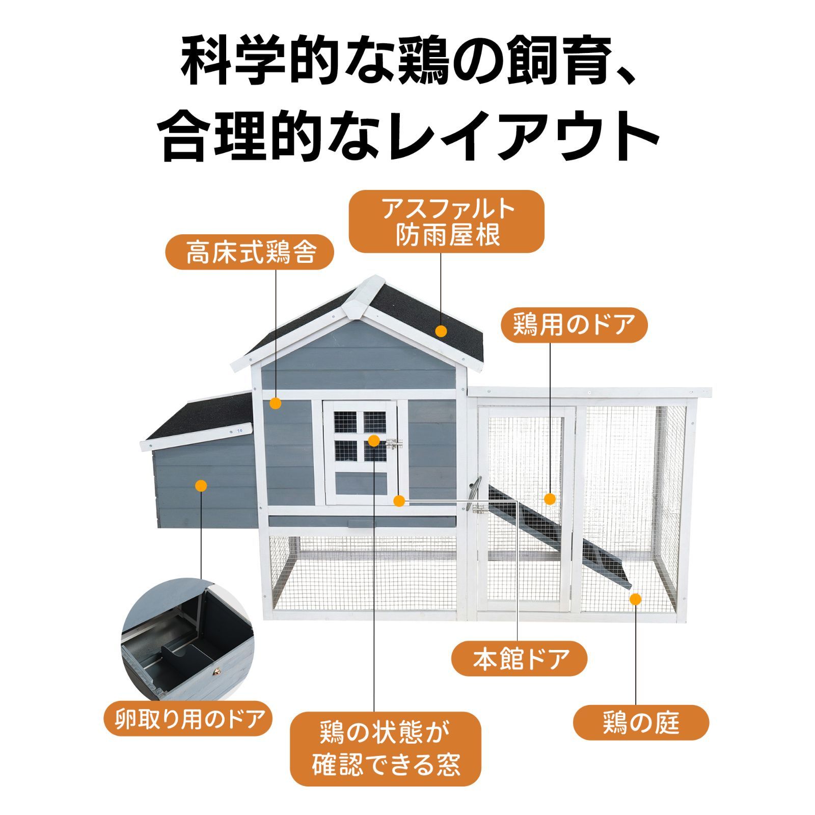 防雨仕様・掃除簡単】ペットハウス 鶏小屋 大型 小動物ケージ 屋外