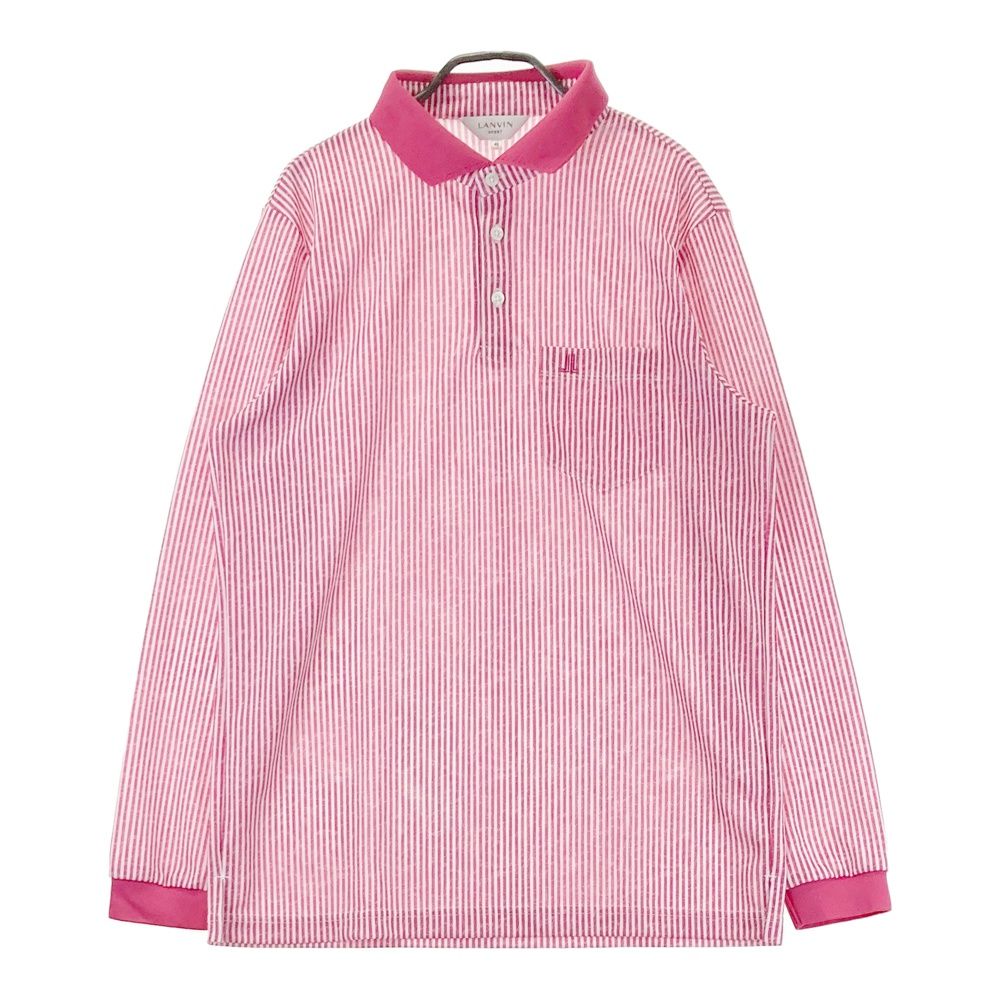 サイズ：40 LANVIN SPORT ランバン スポール 長袖ポロシャツ ストライプ柄 ピンク系 [240101692093] ゴルフウェア メンズ ストスト