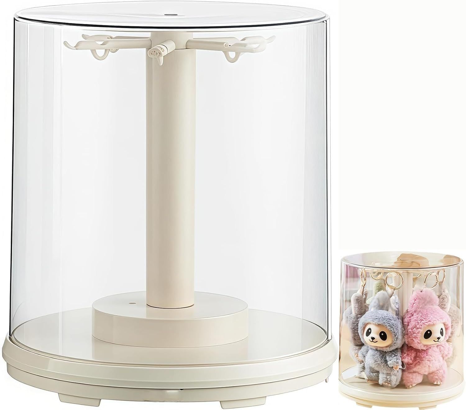 ラブブ 収納ケース ぬいぐるみ収納ケース 22.5*25cm 大容量 360°回転式ベース 音楽再生に連動した自動回転 アクリル素材 防塵防傷保護 積み重ね可能で省スペース 転倒しにくい 角丸デザイン お手入れ簡単 子供部屋収納 DIY人形コ 8ed8320b